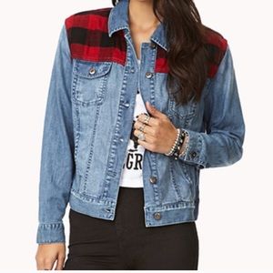Forever 21 Denim Jacket, with plaid flannel detail